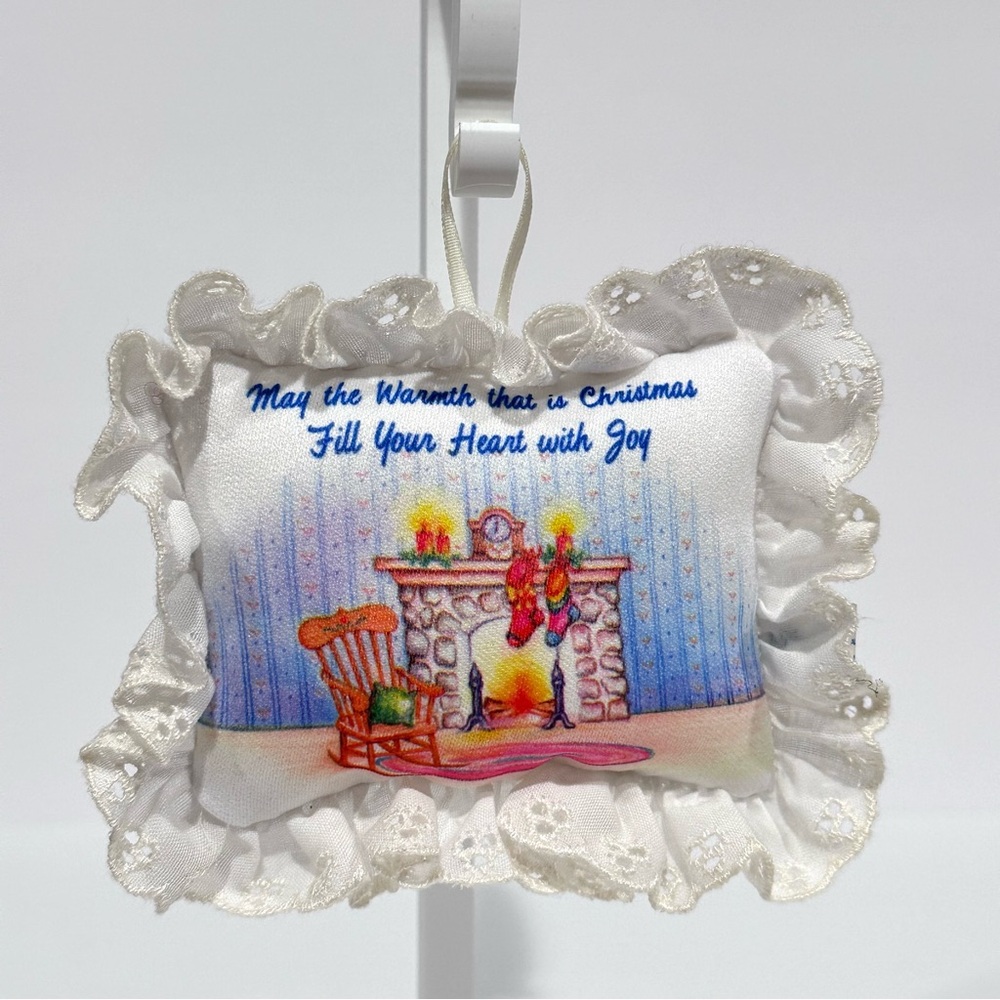 Russ Berrie Vintage Mini Decorative Pillow Christmas Ornament Inspirational